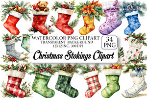 Christmas Stokings Clipart, an Illustration by DreamPrint404