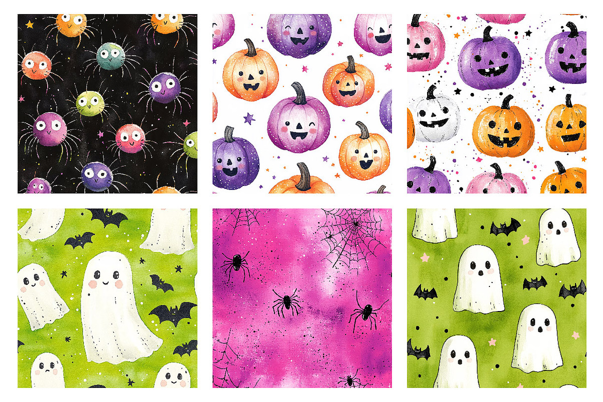 Neon Halloween Digital Paper Pack, a Pattern Graphic by SinaCreation (Photo 3 of 5)