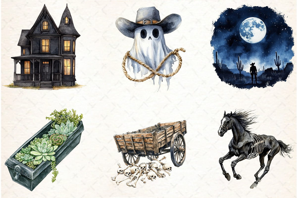 Watercolor Western Gothic Clipart, a Graphic by Libby Wishes (Photo 4 of 4)