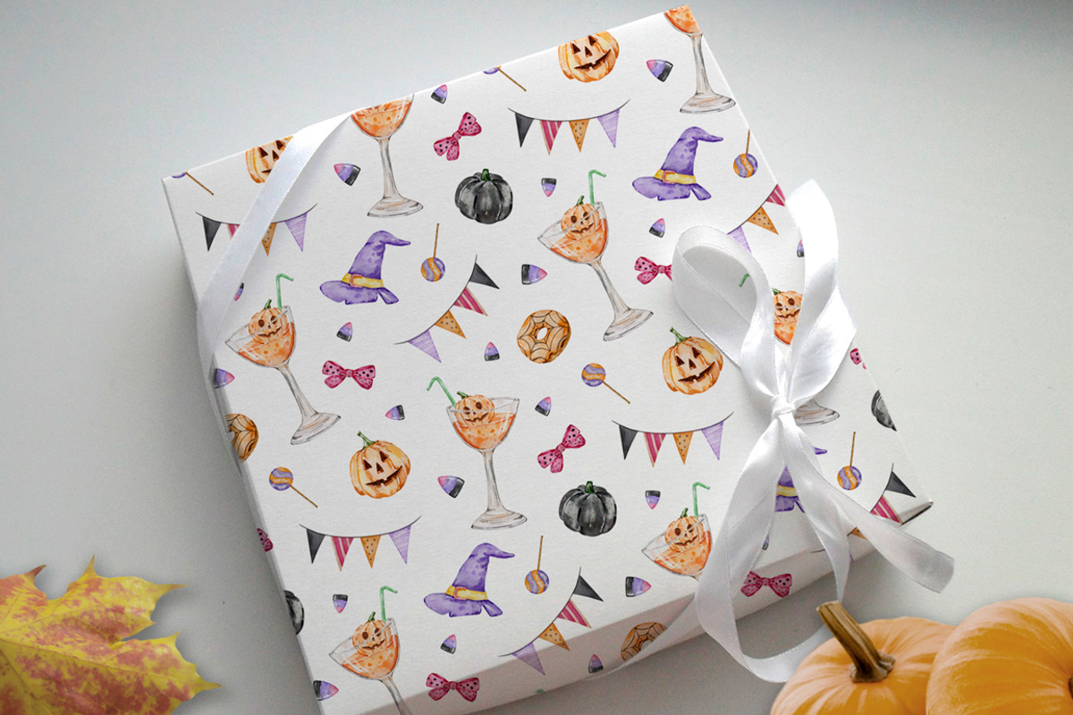 Watercolor Halloween Candy Patterns, a Pattern Graphic by SvetaArtStore (Photo 2 of 6)
