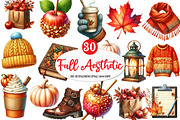 Fall Aesthetic Clipart, an Illustration by Watercolor design (Thumbnail 1 of 4)