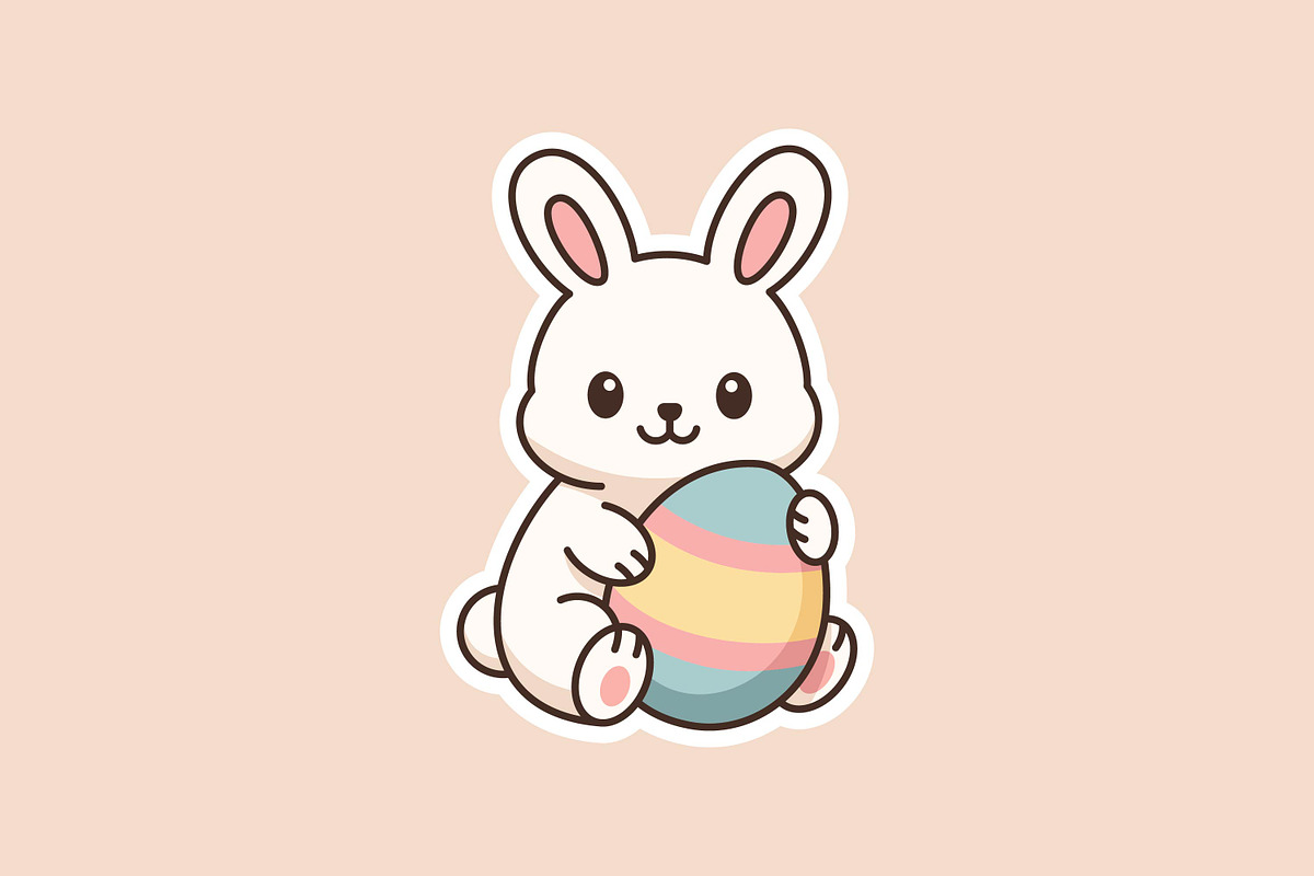 Cute Easter Bunny and Eggs Sticker, an Object Graphic by Andhnd Studio (Photo 3 of 4)