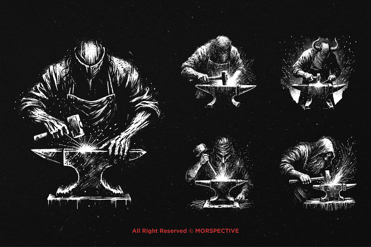 10 Bundle Dark Art Black Smith Skull, an Illustration by Morspective (Photo 3 of 7)