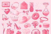 Pink Halftone Collage Elements, an Object Graphic by Animoon (Thumbnail 4 of 19)