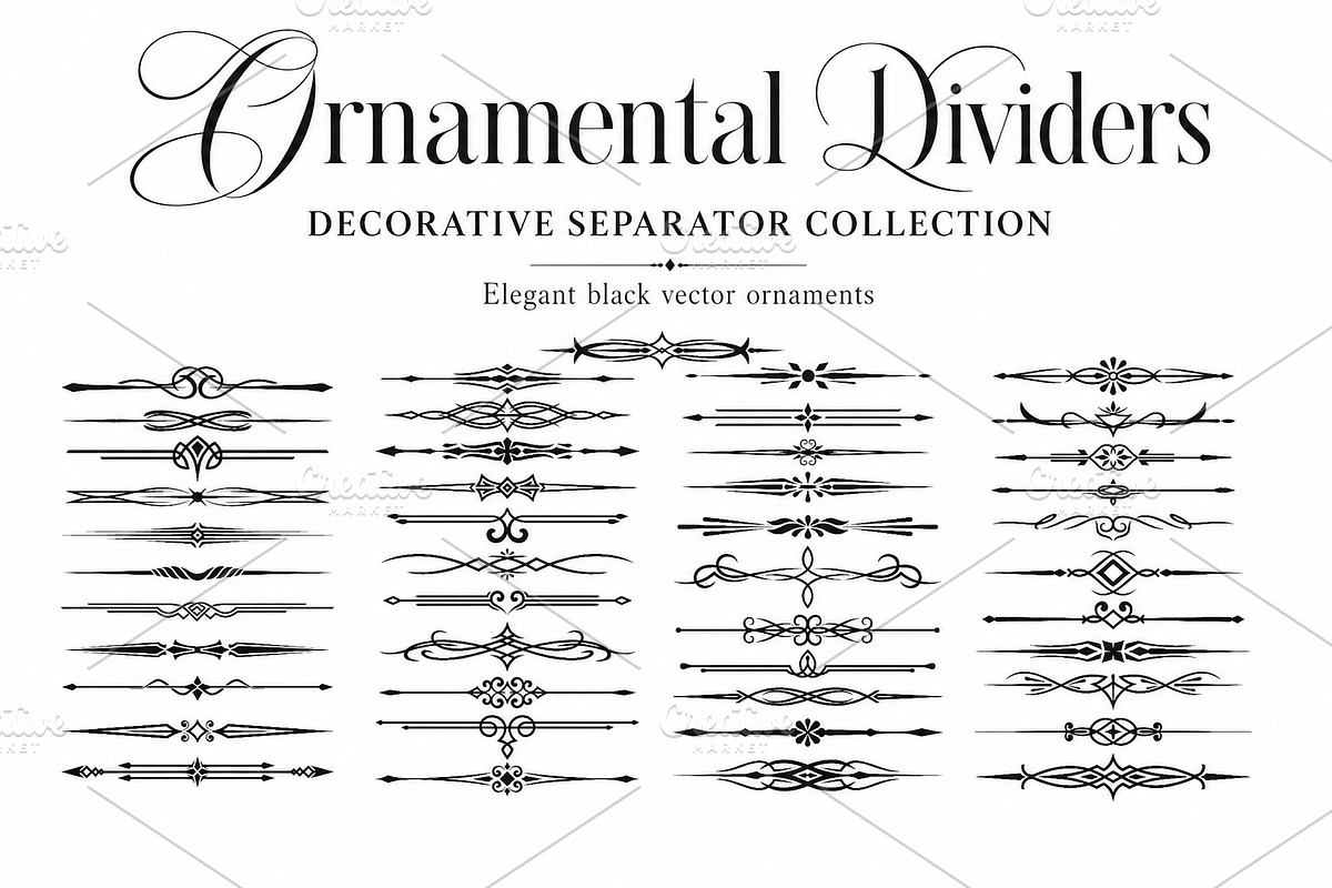 Vintage dividers, separator borders, a Decorative Illustration by Vector Tradition (Photo 1 of 3)