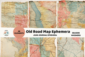 Old Road Map Ephemera Printable