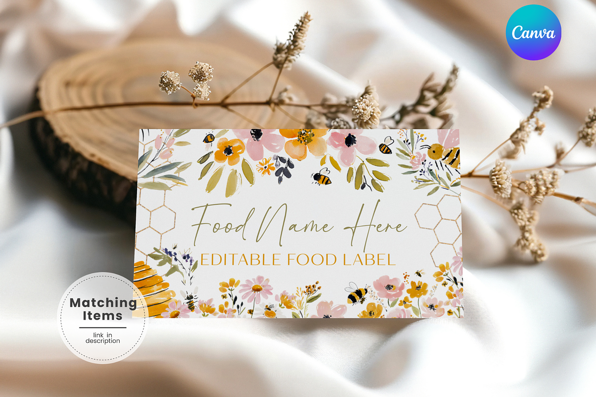 Sweet to Bee One Food Tent Cards, an Invitation Template by Digital_Mind (Photo 1 of 3)