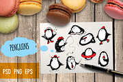 Penguins in engraving style Holidays, an Animal Illustration by Alena Kaz (Thumbnail 2 of 4)