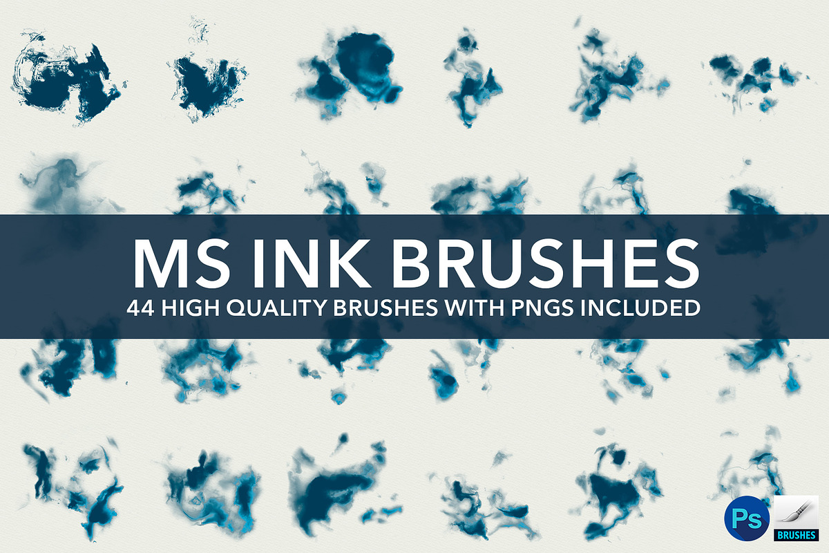 44 Ink Brushes for Photoshop, a Brush Add-On by Creative Graphics (Photo 1 of 7)