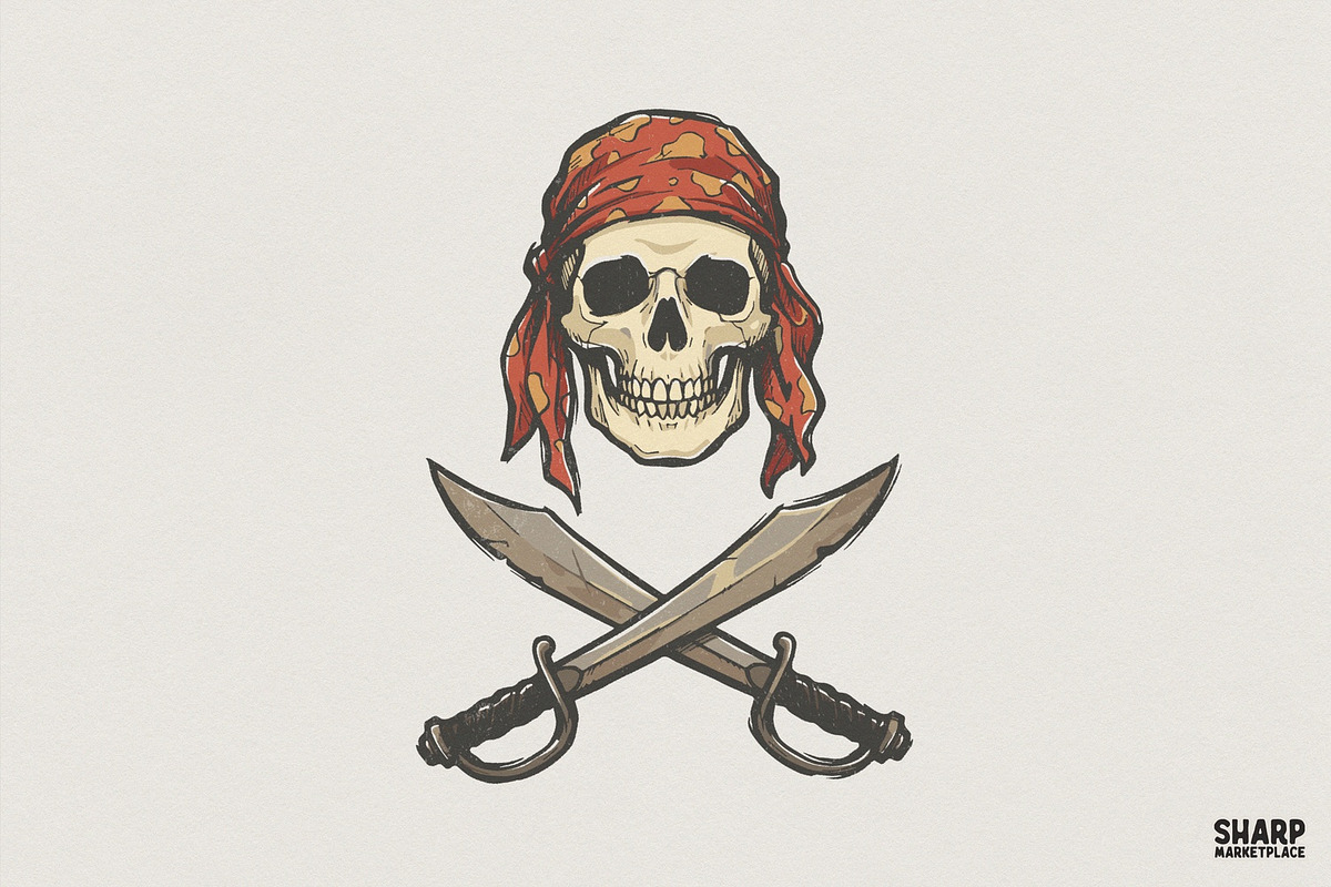 Pirate Skull With Red Bandana PNG, an Illustration by SharpMarketplace (Photo 1 of 4)