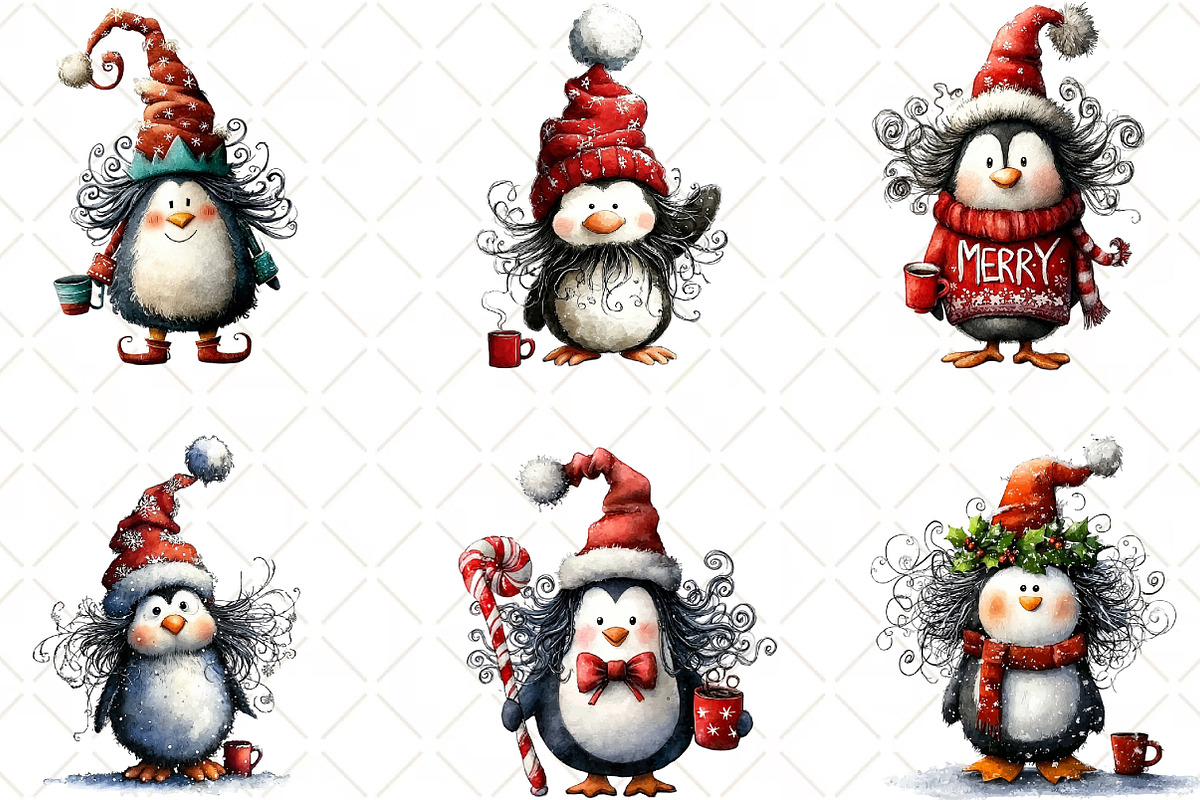 Quirky Christmas Penguin Clipart, an Illustration by Black Bird Studio (Photo 4 of 6)