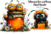Whimsical Bee and Honey Clipart, a Seasonal Illustration by CreationArt (Thumbnail 1 of 5)