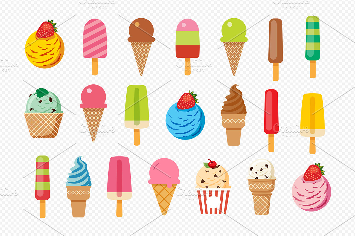 Ice cream set many flavors, a Food Illustration by kaisorn (Photo 2 of 3)