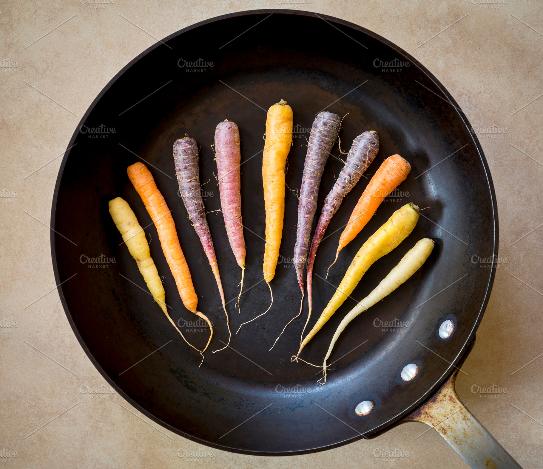 Rainbow Carrots In Roasting Pan, a Food & Drink Photo by THP Creative