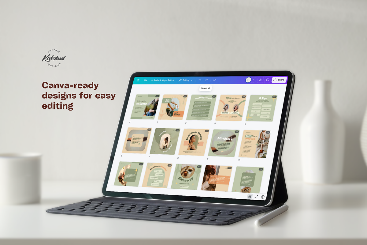 Self-Care Instagram Templates Canva, a Social Media Template by Kalstud (Photo 6 of 8)