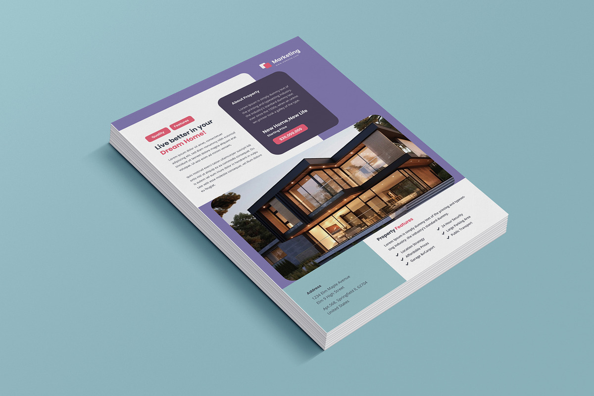 Premium Real Estate Flyer Template, a Flyer Template by creative-mint (Photo 3 of 4)