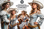 Southern Belle Cowgirls Clipart Set, a Person Illustration by ThatsDesign Art (Thumbnail 1 of 10)