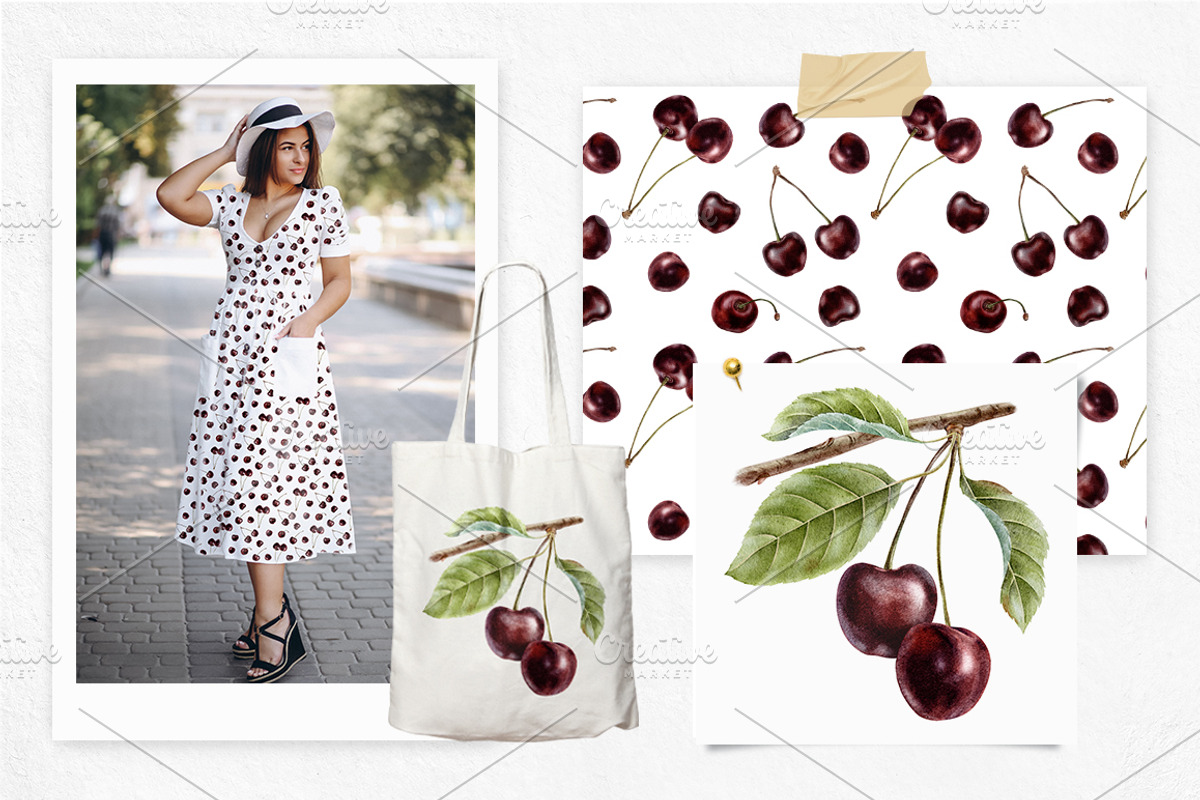 Cherry Watercolor Illustrations, a Food Illustration by Fedulova Art (Photo 9 of 13)