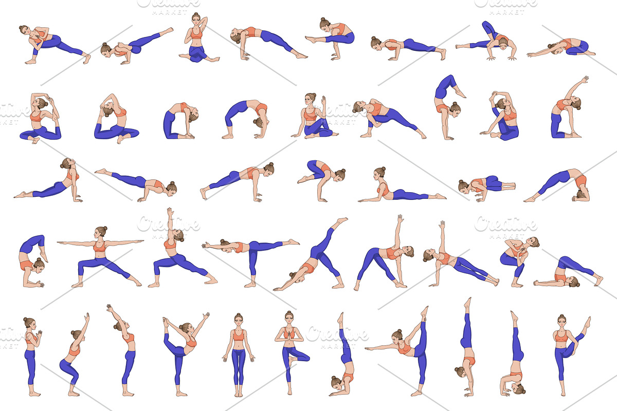 75 Yoga poses. Big collection, a Healthcare Illustration by tamara.comotomka (Photo 1 of 2)