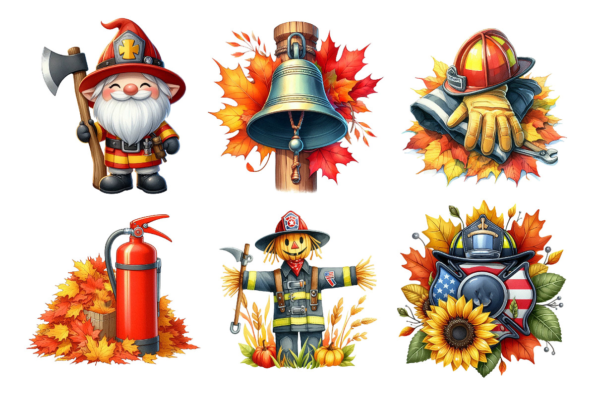 Autumn Firefighter Clipart, an Illustration by Daily.Designs (Photo 4 of 5)