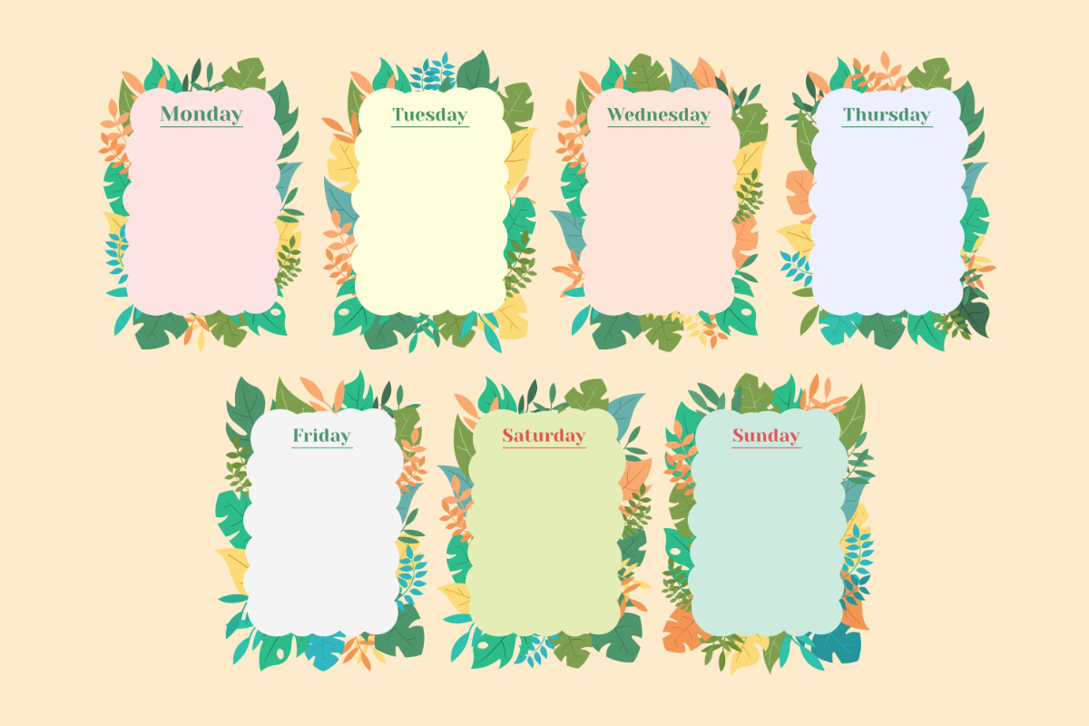 Weekly Planner with floral theme, a Stationery Template by SefriMujiRahayu (Photo 2 of 3)