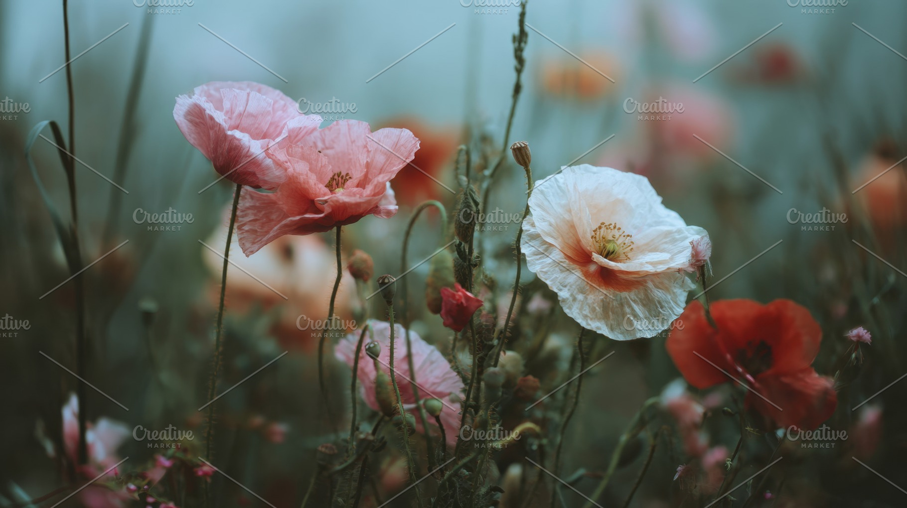 Vibrant poppy flowers in a field, a Photo by Beautiful things