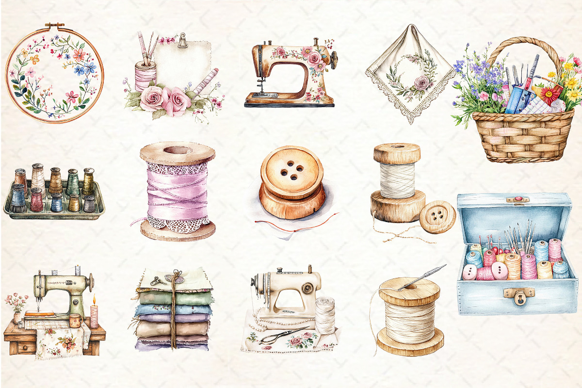 Watercolor Seamstress Clipart, an Illustration by Libby Wishes (Photo 2 of 4)