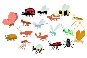 Collection Of Insects Cartoon