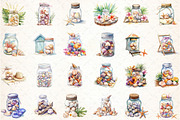 Watercolor Ocean Sea Shell In jar, an Illustration by DreamCafeArt (Thumbnail 2 of 5)