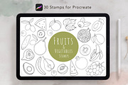 Fruit & Vegetable Procreate Stamps, a Brush Add-On by Mari_Caliart (Thumbnail 1 of 10)