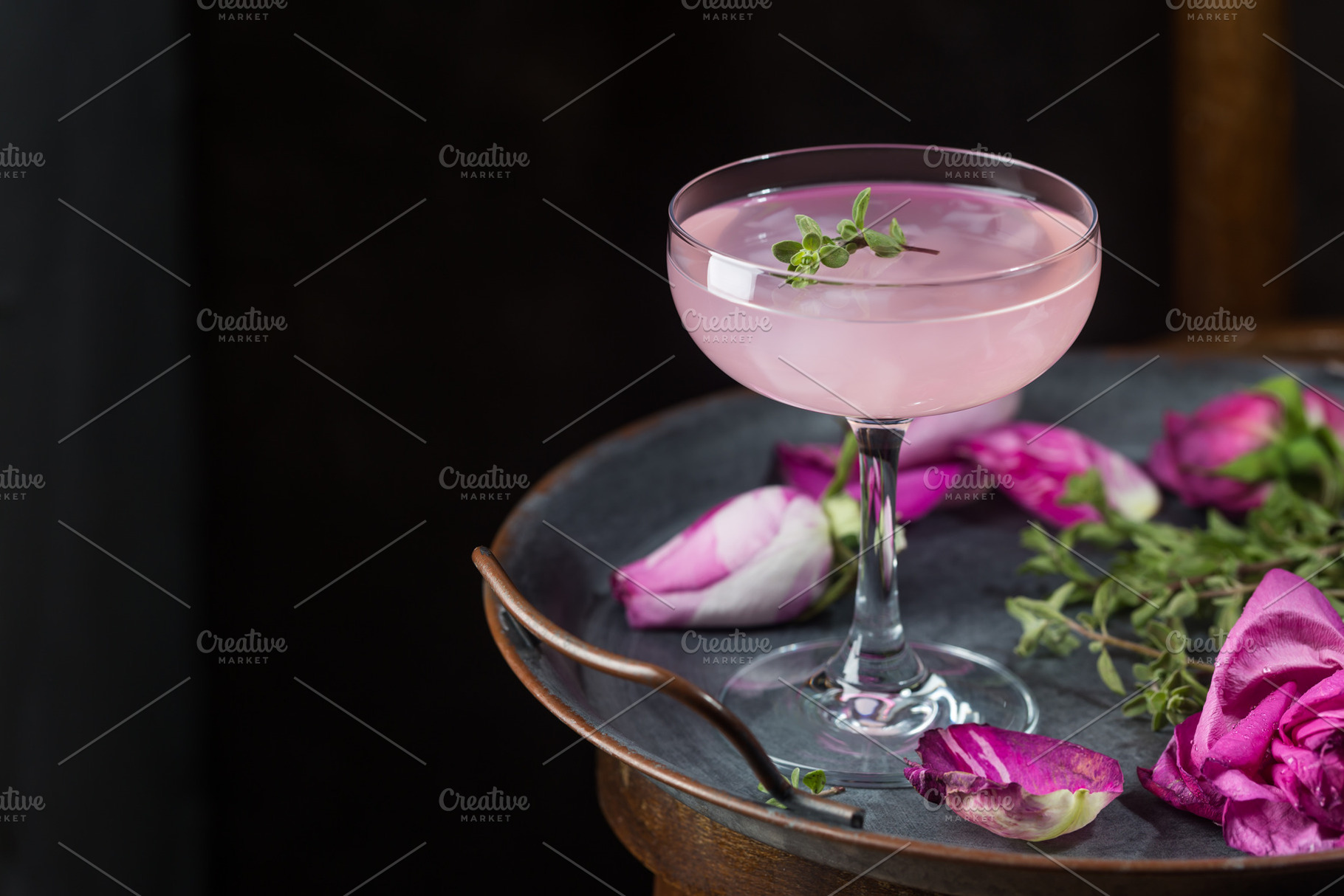Light pink rose cocktail stock photo containing pink and cocktail, a Food & Drink Photo by piter.goskov