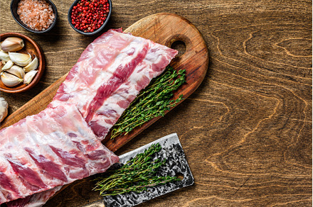 Fresh Raw lamb rack spare ribs with