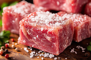 Salt Crusted Beef Cubes Ready for Co, a Food & Drink Photo by Pixeness Studio