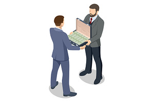 Isometric scene of a Suitcase full, a Finance Illustration by Golden Sikorka