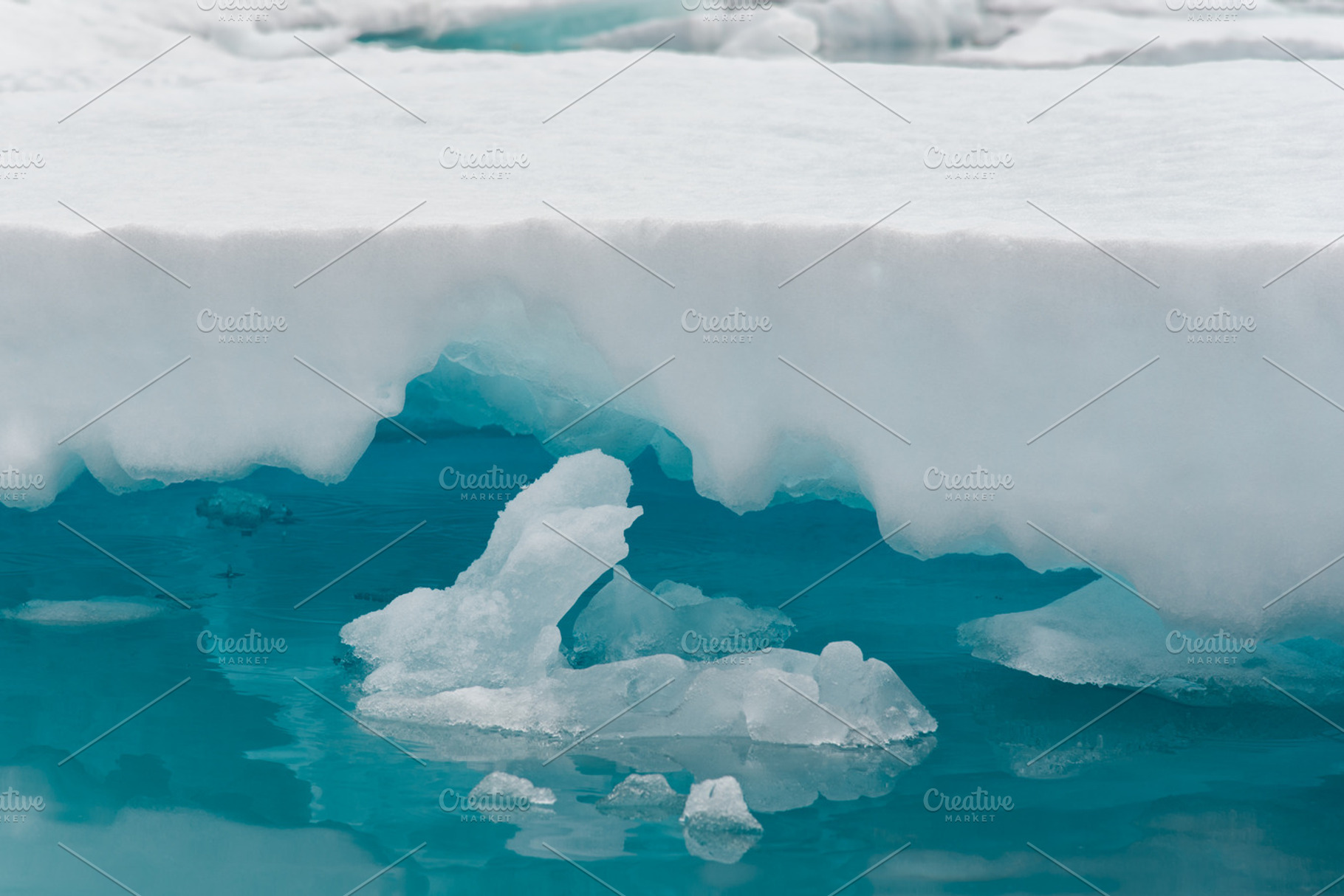 Small Ice Floe In The Arctic Containing Iceberg Ice And Ocean