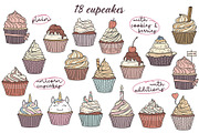 Cupcakes hand drawn vector set, a Graphic by InkySplash (Thumbnail 2 of 7)