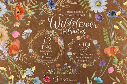 Watercolor Wildflower Frame BIG set
