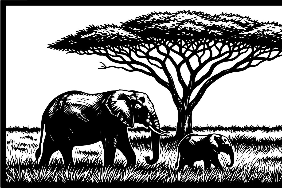 Wild Elephant Silhouette Set, an Illustration by jahid234 (Photo 5 of 21)