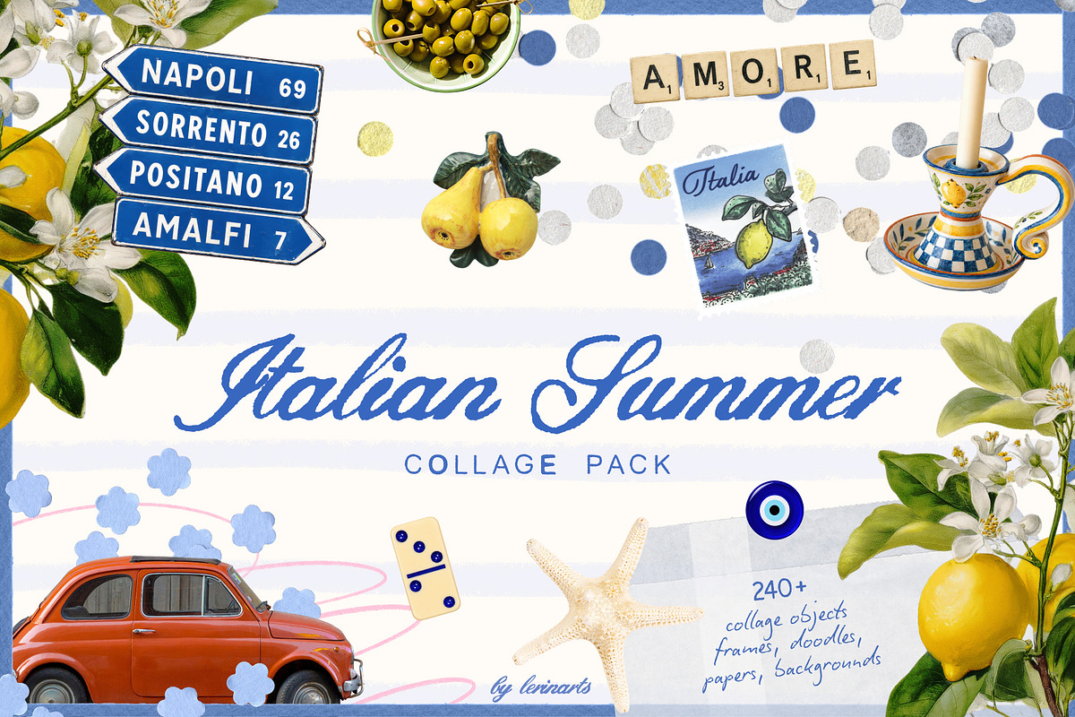 Italian Summer Collage Pack, an Object Graphic by lerinartstudio (Photo 1 of 10)