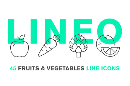 45 FRUITS & VEGETABLES ICONS