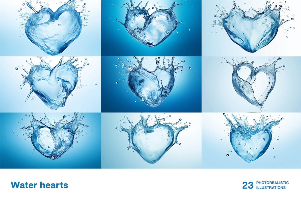 Water Hearts. 23 images, a Food Illustration by Handmadefont (Photo 7 of 10)