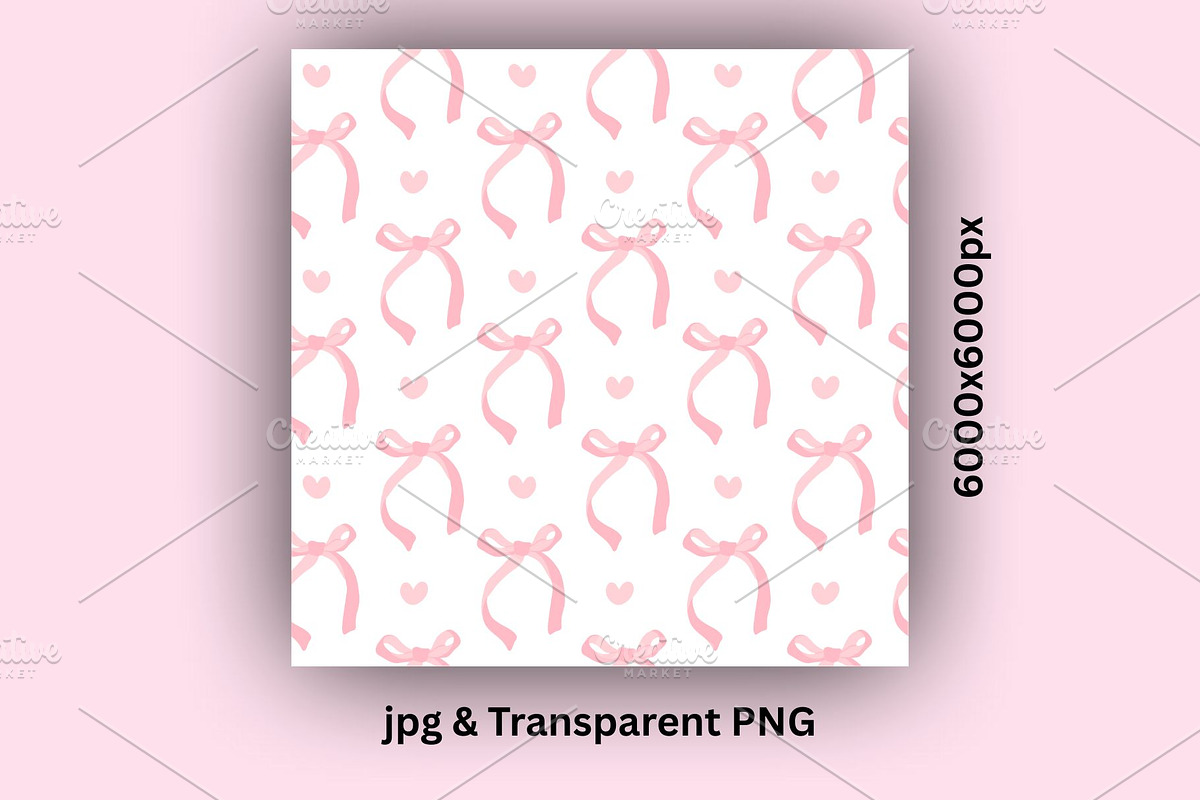 Dreamy Pink Bows & Hearts Pattern, an Illustration by Stellalunarts (Photo 3 of 4)