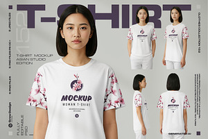 Mockup Woman T-Shirt – Asian Model, a Shirt Mockup by Grow Design Craft Studio