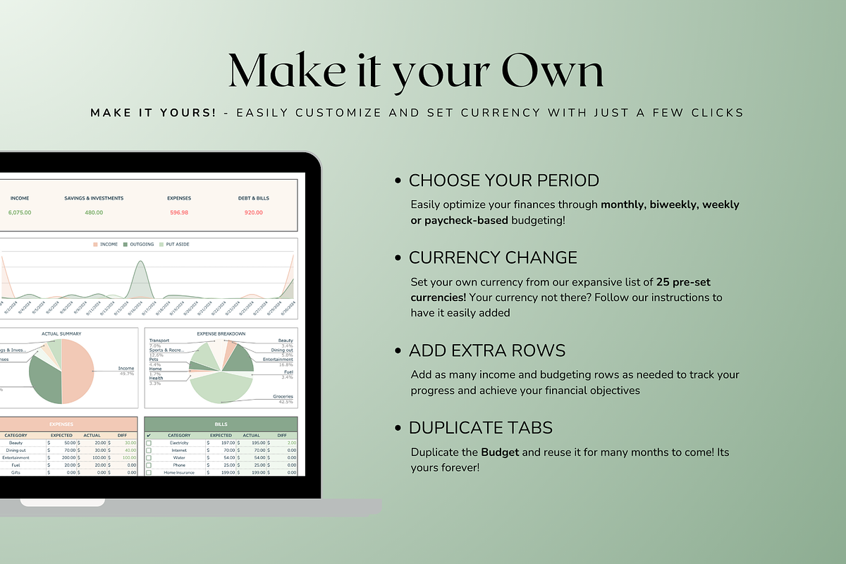Simple Monthly Budget - Green, a Templates & Theme by The Creative Plans co (Photo 6 of 10)