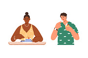 People eating desserts set + banner, a Food Illustration by Good Studio (Thumbnail 4 of 8)