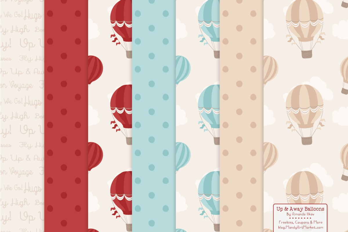 Red & Robin Egg Hot Air Balloons, an Illustration by Amanda Ilkov (Photo 5 of 5)