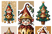 Festive Elf & Tree Sticker Pack, an Illustration by ETARA by Mea Hau (Thumbnail 1 of 6)