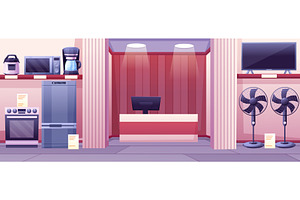 Cartoon home appliances store. Tech, a Technology Illustration by LadadikArt