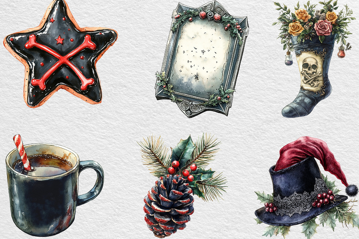 Gothic Christmas Day Clipart Bundle, an Illustration by Black Bird Studio (Photo 4 of 6)
