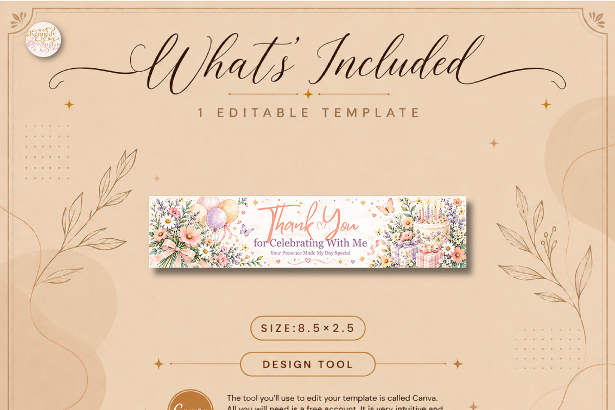 Birthday Water Bottle Label Canva, a Marketing Template by KennedyStudio (Photo 6 of 6)